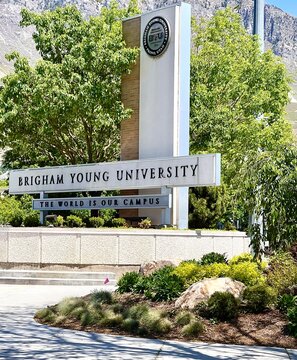 May 18, 2024 - Provo, UT - Exterior sign at Brigham Young University 