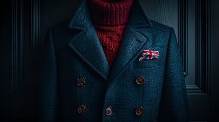fashion inspired by British flag - Union Jack - stylish - blue background - England 
