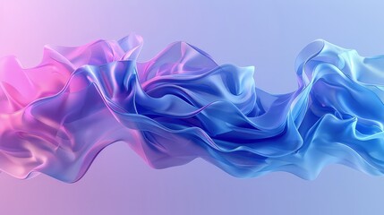 Obraz premium An abstract 3D shape resembling a liquid wave, rendered in a gradient from electric blue to vivid magenta, symbolizing dynamic movement.