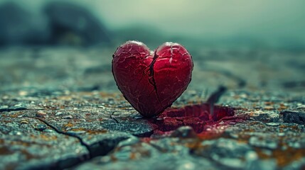 Fototapeta premium Heartbroken and Divided by the Pain of a Failed Relationship of Two Souls in Love Against All Odds - Impossible Love Concept.