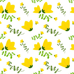 Seamless pattern with yellow flowers
