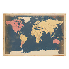 Vintage World Map Showcasing Global Geography and Historical Routes