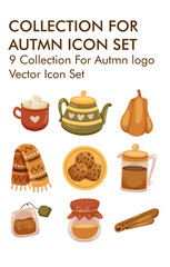 Autumn logo vector icon set 