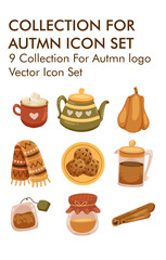 Autumn logo vector icon set 