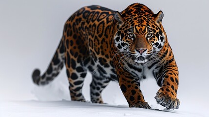 Obraz premium Front view of a jaguar, isolated on white with shadow. Also shown on black background.