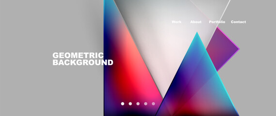 Flowing bright neon gradients geometric abstract background with triangles and lines. Fluid color pattern of color liquid gradient background for wallpaper, banner, background, card, landing page