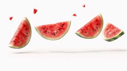 Falling watermelon isolated on white background