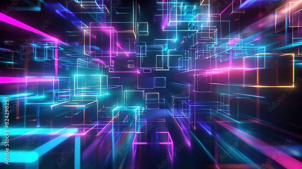 Aufkleber these prompts provide a variety of futuristic abstract backgrounds with colorful glowing lines formi