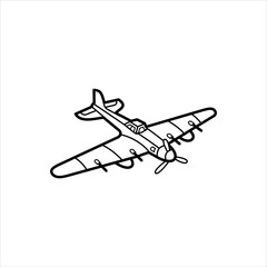 world war plane line art icon vector