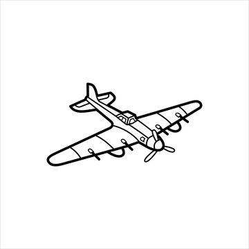 recommend clip art: world war plane line art icon vector