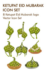 Ketupat eid mubarak icon set 