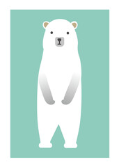 立ち上がるかわいいシロクマのイラスト