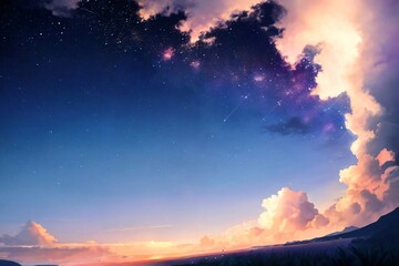 Naklejka premium sunset sky with clouds