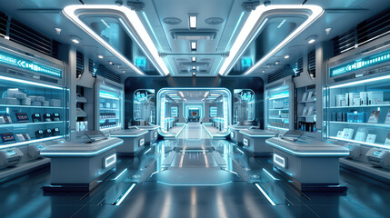 Futuristic Store with AI Assistance