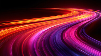 Long exposure of the lights of cars driving at high speed on the highway at night
