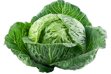 Obraz premium Fresh ripe head of green cabbage (Brassica oleracea) with lots of leaves growing in homemade garden, short before the harvest. Organic farming, healthy food, BIO viands, back to nature concept.