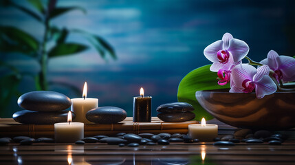 spa still life with candles and orchid