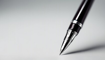 Fototapeta premium Elegant Black and Silver Fountain Pen Close-Up: A Symbol of Professionalism and Creativity
