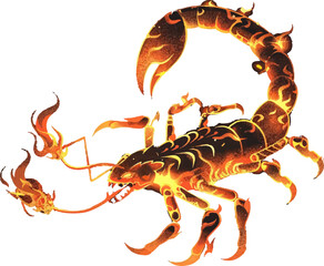 Fiery Scorpion Zodiac Sign Depicted in a Powerful and Majestic Stance