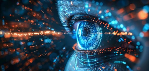 Eye of AI technology, Business automation, Efficiency, Productivity, Futuristic imagery