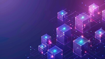 cube graph with binary code, futuristic elements concept,blockchain technology concept