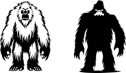 Mythical Yetis and Sasquatch Silhouettes, The Legends of the Wilderness