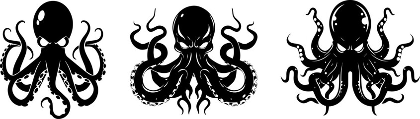 Kraken Menace, Bold Black and White Illustrations of the Legendary Sea Monster