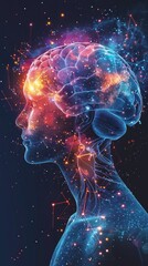 Visualize an ultra-realistic business brain sticker with detailed synaptic connections