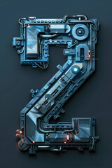 3D digital 2 Mechanical Industrial Cyberpunk art typeface design
