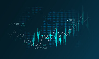 Naklejka premium Stock growth graph background, financial technology, exchange market and economic data, investment, analysis