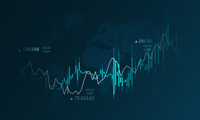 Stock growth graph background, financial technology, exchange market and economic data, investment, analysis
