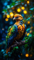 A very beautiful phoenix bird in the night sky Generative AI