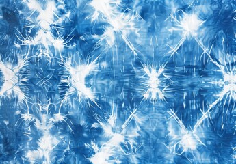 A blue and white tie dye patterned fabric