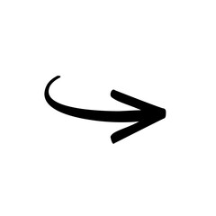 Thin right arrow illustration. Curved right arrow vector.