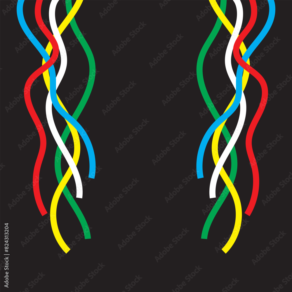 Poster abstract colorful wave background with olympics lines colors isolated with white background. olympic
