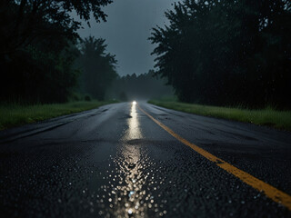 Road at night after rain