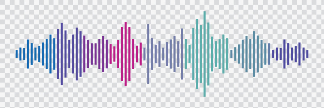 Abstract sound wave stripe lines colorful gradient equalizer isolated on transparent background in concept music, sound, technology.