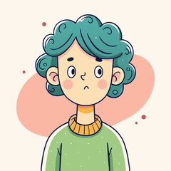 Minimalist person with a nervous expression, crafted in an adorable doodle style, Generative AI