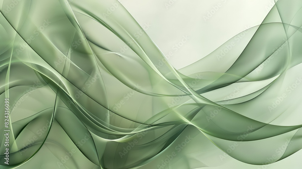 Canvas Prints an elegant abstract illustration of soft green lines overlapping and blending into a smooth, organic