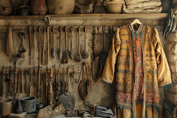 Ancient nomadic artifacts displayed in a cultural museum