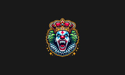 clown angry wearing crown vector flat design