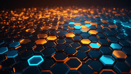 Obraz premium bunch of hexagons that are lit up from underneath