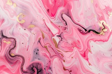 Abstract pink and marble background, liquid paint swirls