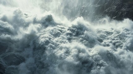 Fototapeta premium Clouds of mist rise up from the turbulent waters ped inside the dam a captivating display of its power.