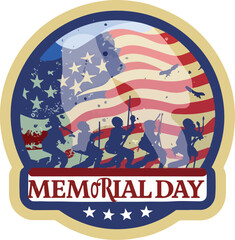 Fototapeta premium A striking 3D render of a Memorial Day sticker