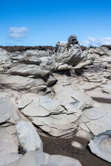 Dragon’s Teeth, fascinating trachyte lava rock geology where it flows into the Pacific Ocean, Makalua-Puna Point, Maui, Hawaii
