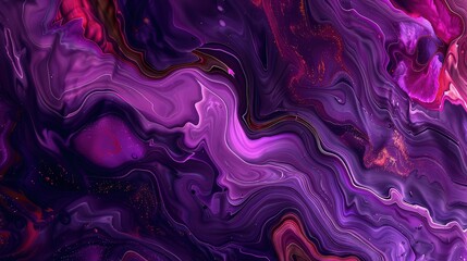 Fototapeta premium An ethereal fluid art abstract background showcasing fluid patterns in deep purples, magentas, and lilacs, offering a captivating and magical design.