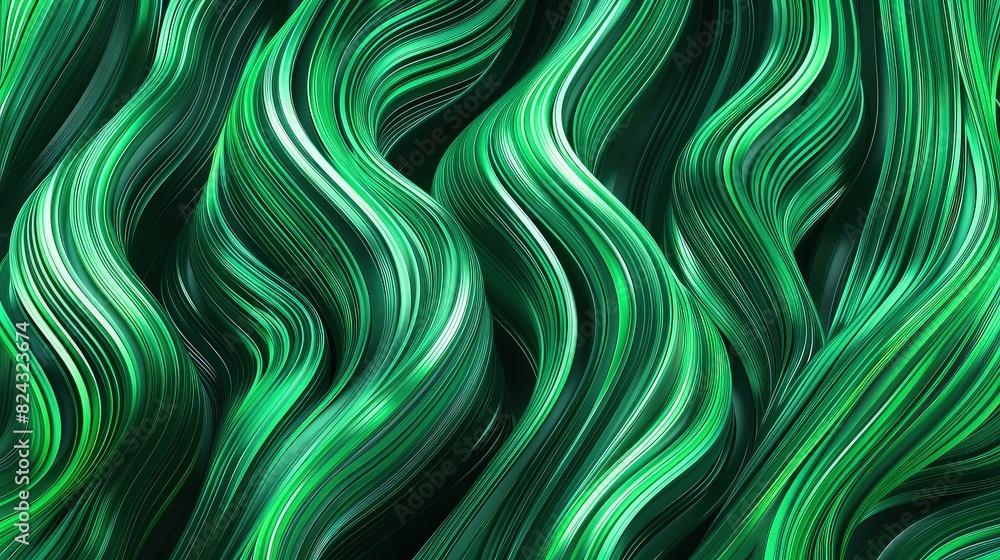 Canvas Prints an illustration of flowing green lines forming an abstract pattern, blending into a seamless, organi