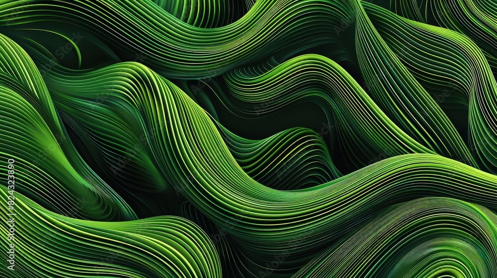 Canvas Prints an illustration of flowing green lines forming an abstract pattern, blending into a seamless, organi