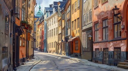 Obraz premium Charming Old Town Streets in Historic with Colorful Buildings and Cobblestone Paths
